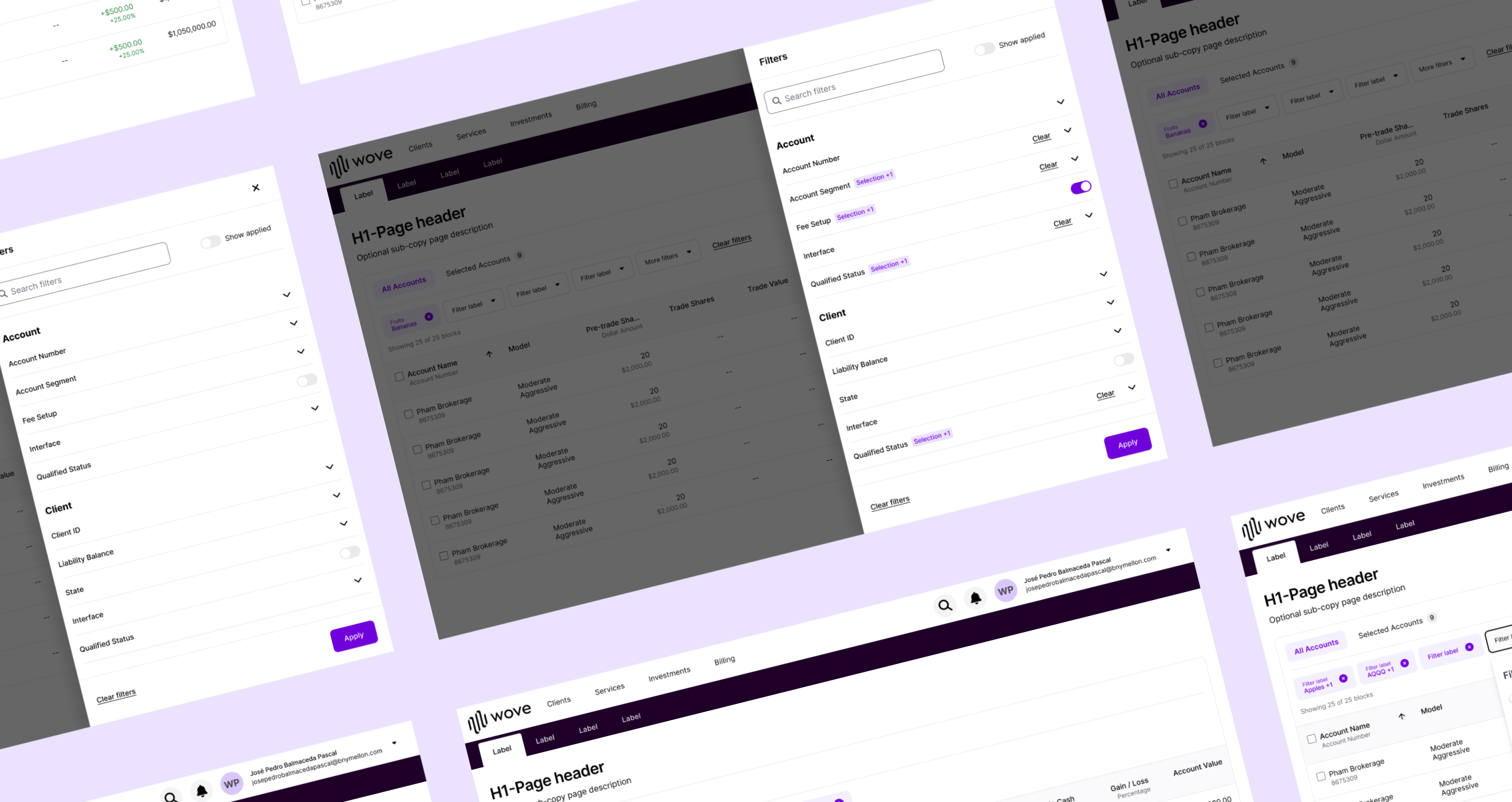Wove design system filter patterns